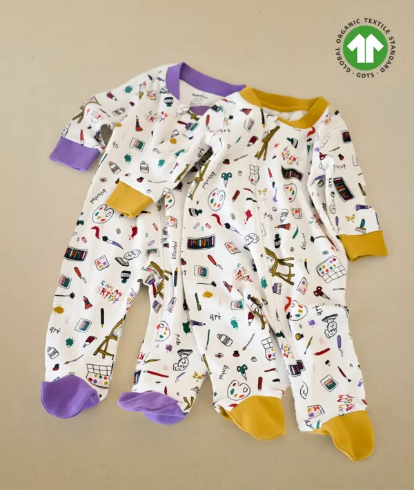 Colourful Footed Zip Romper Pair